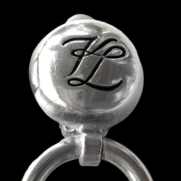 Vintage Karl Lagerfeld silver logo long dangle pearl clip earrings 1980’s runway - Picture 16 of 16